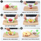 SCHVUBENR 4.72 Inch Large Apple Slicer with 12 Blades - Professional Apple Cutter - Stainless Steel Apple Corer - Sharp Apple Slicer and Corer - Apple Corer Tool - Dishwasher Safe(Black)