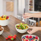 9.6'' Serving Bowls, 84oz Bamboo Fiber Salad Bowl Set of 4, Deep Serving Bowls Set, Large Oval Individual Bowls for Eating Salad/Pasta/Cereal/Pho, Ideal for Home & Restaurant (Matte White)