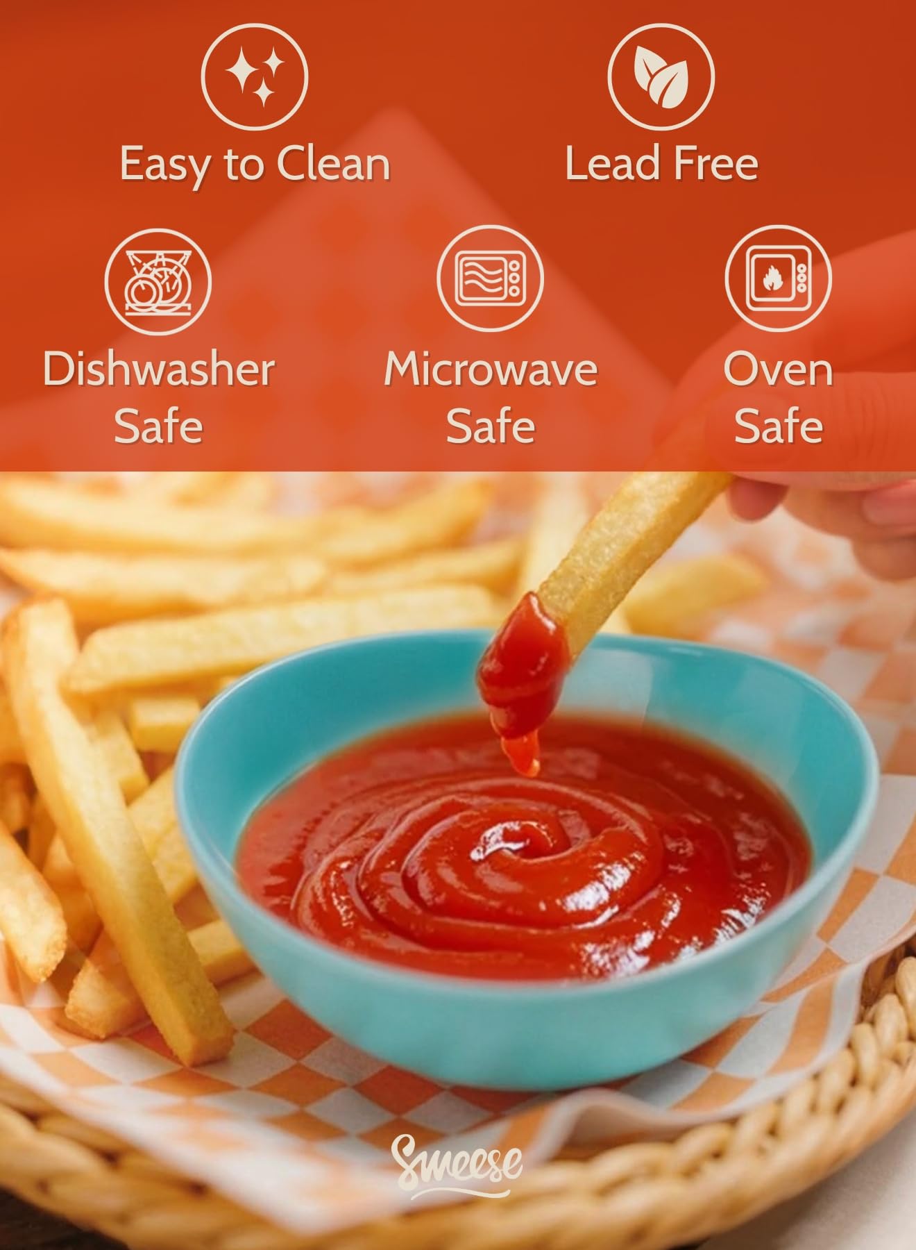 Sweese 4 oz Very Small White Porcelain Bowls - Set of 6 Dipping, Sauce, Salsa & Snack Bowls, Mini Ceramic Bowls for Condiments & Charcuterie