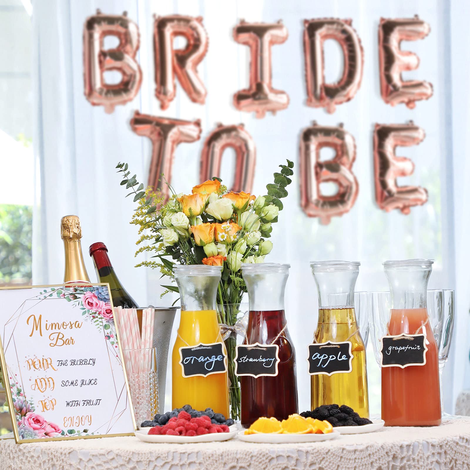 Set of 6 Glass Carafe with Lid, 1 Liter Beverage Serveware Carafe, Clear Glass Pitcher for Mimosa Bar, Brunch, Cold Water, Juice, Milk, Iced Tea, Lemonade