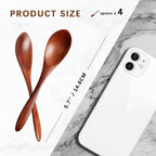 7 PCS Small Wooden Spoons, 5.8 Inch Honey Spoons for Tea, Hardwood Wooden Honey Teaspoon for Coffee, Little Tiny Wood Spoons, Bamboo Table Spoon for stirring, Wooden Spoons for Utensils Set