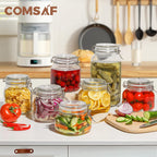ComSaf Airtight Glass Jars with Lids 17oz Small Food Storage Container Set of 6 - Airtight Canister with Clear Preserving Seal Wire Clip Fastening for Kitchen Canning Pickling Mason jars