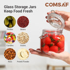 ComSaf Airtight Glass Jars with Lids 17oz Small Food Storage Container Set of 6 - Airtight Canister with Clear Preserving Seal Wire Clip Fastening for Kitchen Canning Pickling Mason jars