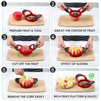 SCHVUBENR 4.72 Inch Large Apple Slicer with 12 Blades - Professional Apple Cutter - Stainless Steel Apple Corer - Sharp Apple Slicer and Corer - Apple Corer Tool - Dishwasher Safe(Black)