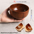 Handmade Wood Bowl, Mug, for Rice, Soup, Dip, Coffee, Tea, Decoration (4PCS Jujube Bowls, M: 4.5'' Dia x 2.6'' High)