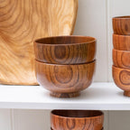 Handmade Wood Bowl, Mug, for Rice, Soup, Dip, Coffee, Tea, Decoration (4PCS Jujube Bowls, M: 4.5'' Dia x 2.6'' High)