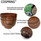 Handmade Wood Bowl, Mug, for Rice, Soup, Dip, Coffee, Tea, Decoration (4PCS Jujube Bowls, M: 4.5'' Dia x 2.6'' High)
