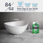 9.6'' Serving Bowls, 84oz Bamboo Fiber Salad Bowl Set of 4, Deep Serving Bowls Set, Large Oval Individual Bowls for Eating Salad/Pasta/Cereal/Pho, Ideal for Home & Restaurant (Matte White)