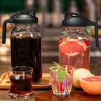 Set of 2 Glass Pitcher with Lid,2 Quart (64 oz / 1.9 Liter) Leak Proof,Glass Water Jugs, BPA-Free,Microwave & Dishwasher Safe Pitcher,Sun & Iced Tea, Sangria,Cold Brew Coffee & More