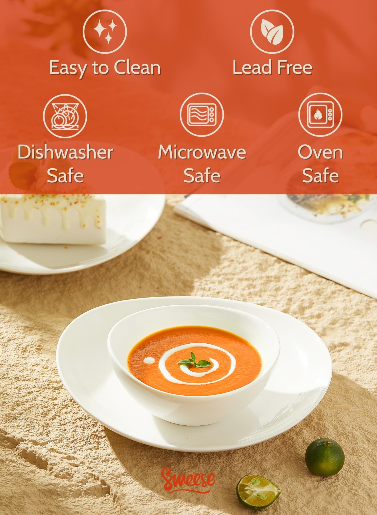 Sweese 4 oz Very Small White Porcelain Bowls - Set of 6 Dipping, Sauce, Salsa & Snack Bowls, Mini Ceramic Bowls for Condiments & Charcuterie