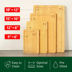 ROYAL CRAFT WOOD Wooden Cutting Boards for Kitchen Meal Prep & Serving - Bamboo Wood Serving Board Set - Charcuterie & Chopping Butcher Block for Meat