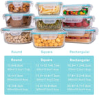 Glass Food Storage Containers with Lids, [18 Piece] Glass Meal Prep Containers, Containers for Food Storage with Lids, BPA Free & Leak Proof (9 Lid & 9 Container)