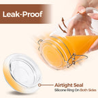 ComSaf Large Glass Jars with Lid 64 oz, Large Mason Jars Set of 3, Glass Canisters with Airtight Lids, Half Gallon Canning Jar with Seal Wire Clip Fastening for Kitchen, Pickle, Flour, Sugar, Cereal