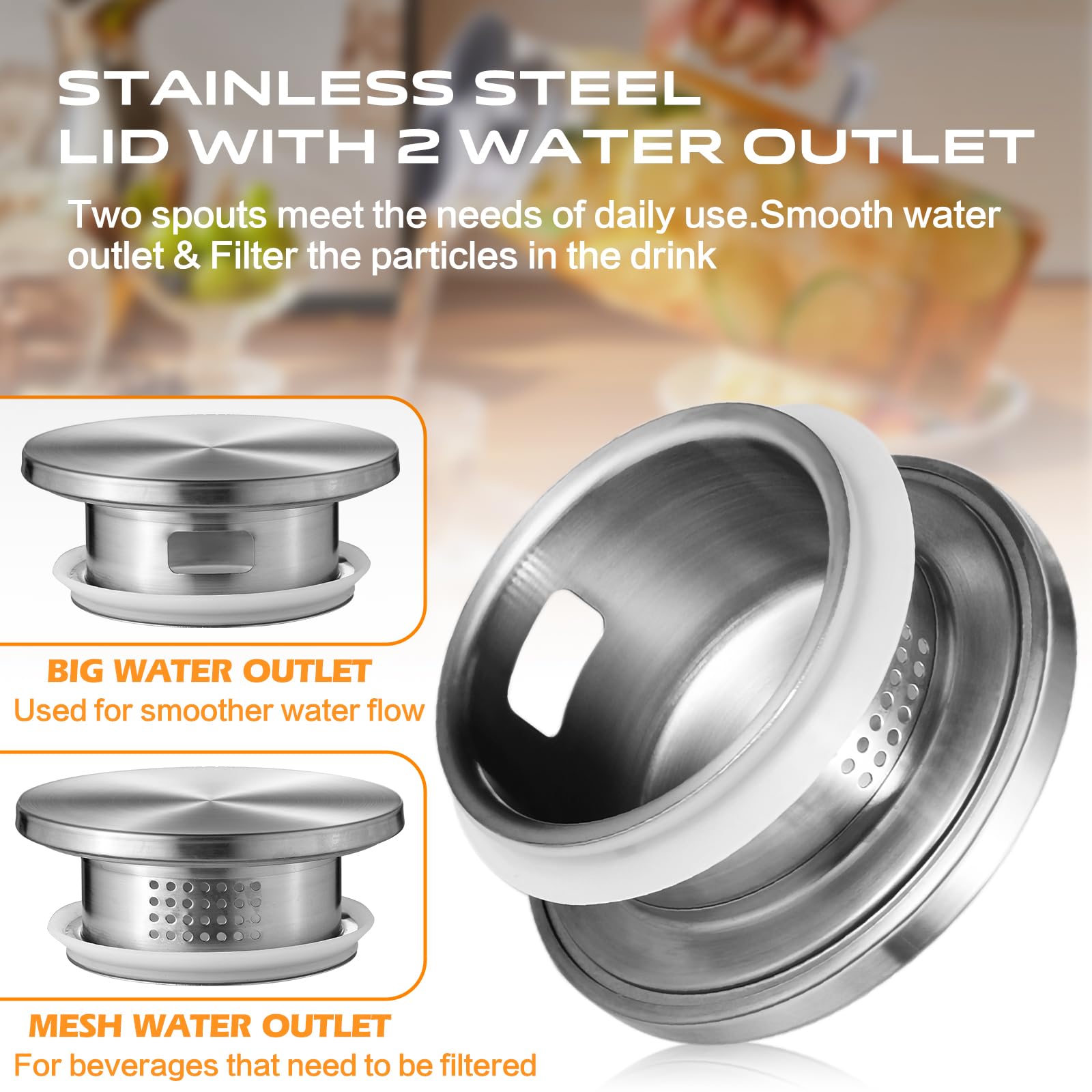 1 Gallon 128oz Glass Pitcher, Water Pitcher with Lid and Spout, Glass Carafe for Hot/Cold Drink, Water Jug for Iced Tea, Coffee, Juice, Milk, Beverage (Extra-Wide Mouth)