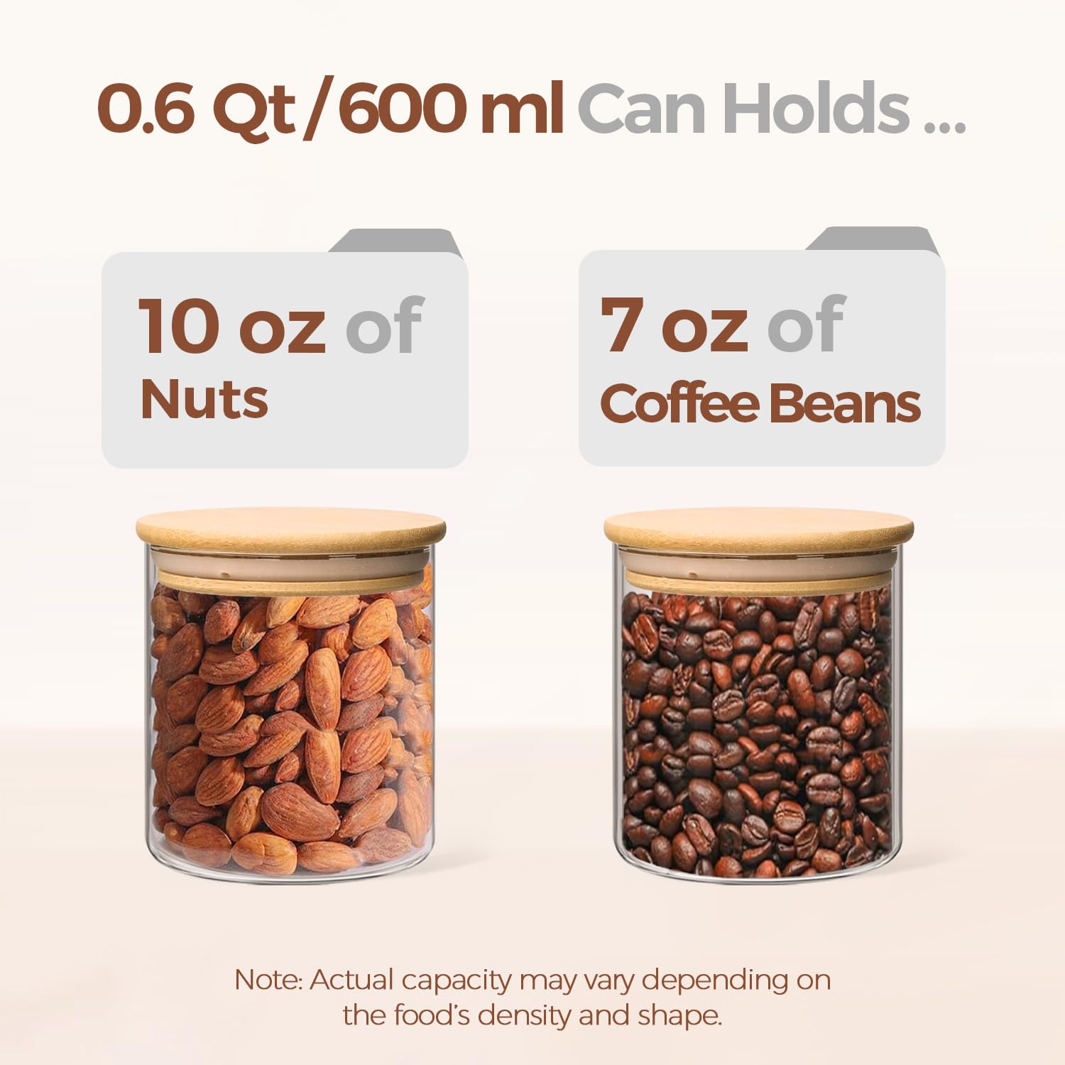 ComSaf 1 Qt Glass Storage Containers with Lids, Glass Jars with Lids, Clear Food Storage Jar, Round Canister Set of 6, Pantry Organizers for Cookie Pasta Flour Rice Tea Coffee Bean