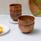Handmade Wood Bowl, Mug, for Rice, Soup, Dip, Coffee, Tea, Decoration (4PCS Jujube Bowls, M: 4.5'' Dia x 2.6'' High)