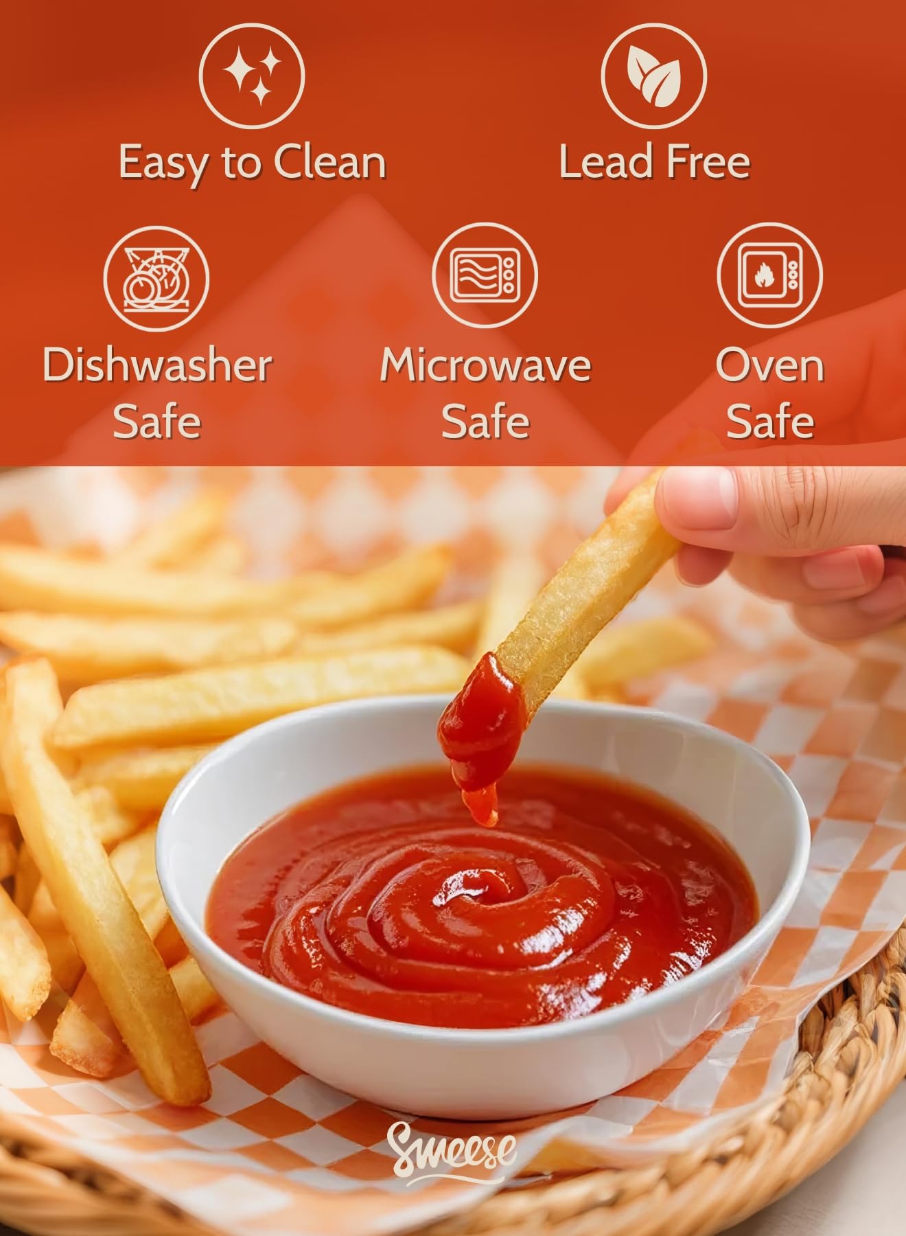 Sweese 4 oz Very Small White Porcelain Bowls - Set of 6 Dipping, Sauce, Salsa & Snack Bowls, Mini Ceramic Bowls for Condiments & Charcuterie