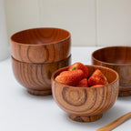 Handmade Wood Bowl, Mug, for Rice, Soup, Dip, Coffee, Tea, Decoration (4PCS Jujube Bowls, M: 4.5'' Dia x 2.6'' High)