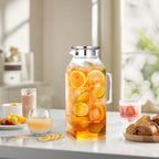 1 Gallon 128oz Glass Pitcher, Water Pitcher with Lid and Spout, Glass Carafe for Hot/Cold Drink, Water Jug for Iced Tea, Coffee, Juice, Milk, Beverage (Extra-Wide Mouth)