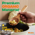 Riveira Premium Brown Bamboo Wooden Spoons for Cooking Set of 9 – Premium Brown Bamboo Wooden Cooking Utensils, Wooden Spatula, Wooden Spoon - Premium Quality Wooden Utensil Set for Non-Toxic Cooking