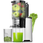 Cold Press Juicer, 5.3" Wide Feed Chute Juice Extractor Machine with 400W, High Juice Yield, Slow Masticating Juicer for Whole Vegetables & Fruits, Deep Grey