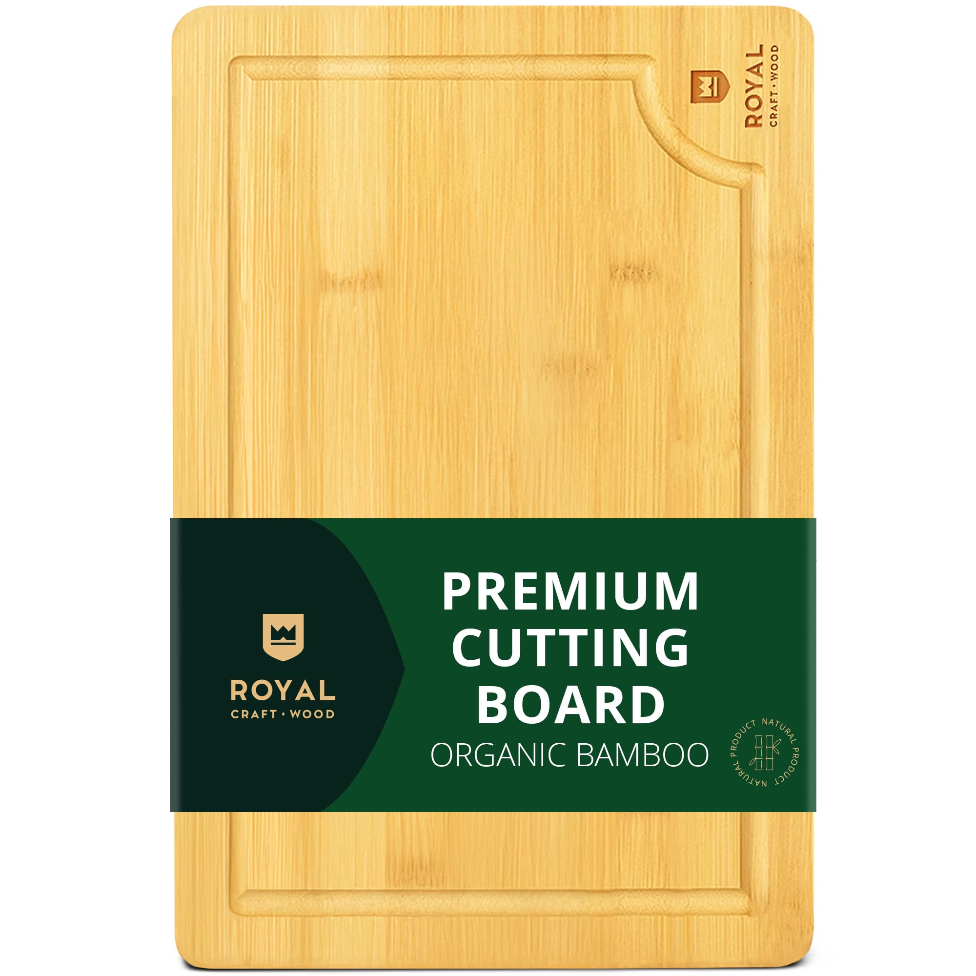 ROYAL CRAFT WOOD Wooden Cutting Boards for Kitchen Meal Prep & Serving - Bamboo Wood Serving Board Set - Charcuterie & Chopping Butcher Block for Meat