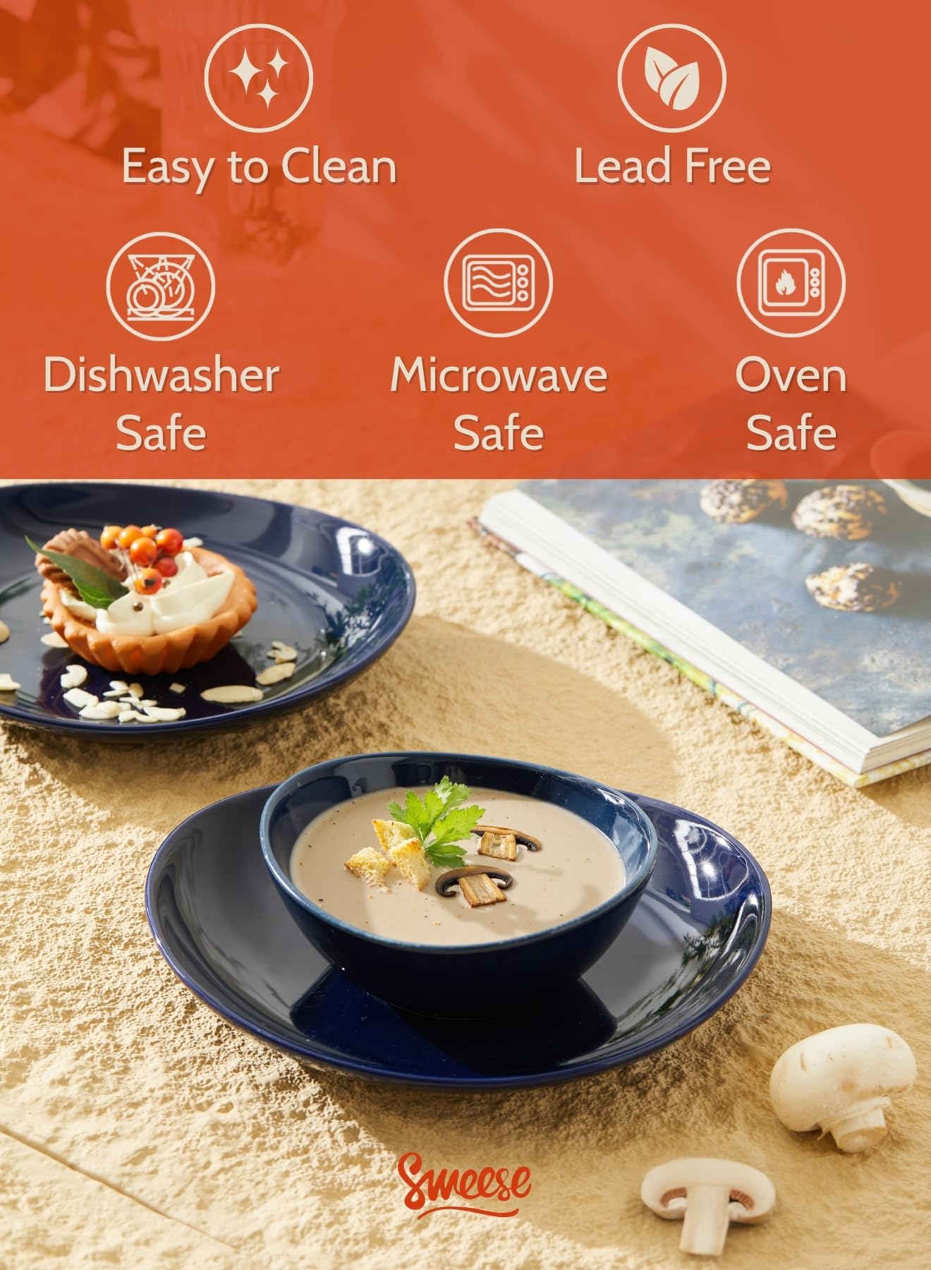 Sweese 4 oz Very Small White Porcelain Bowls - Set of 6 Dipping, Sauce, Salsa & Snack Bowls, Mini Ceramic Bowls for Condiments & Charcuterie