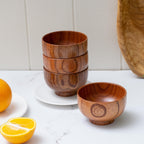 Handmade Wood Bowl, Mug, for Rice, Soup, Dip, Coffee, Tea, Decoration (4PCS Jujube Bowls, M: 4.5'' Dia x 2.6'' High)
