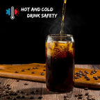 16 Oz Drinking Glasses with Bamboo Lids and Glass Straw - 8 Pcs Glass Cups Beer Ice Coffee Glasses Cute Aesthetic Cup Great for Coffee Bar Accessories Include 2 Cleaning Brushes