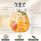 Set of 2 Glass Pitcher with Lid,2 Quart (64 oz / 1.9 Liter) Leak Proof,Glass Water Jugs, BPA-Free,Microwave & Dishwasher Safe Pitcher,Sun & Iced Tea, Sangria,Cold Brew Coffee & More