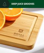 ROYAL CRAFT WOOD Wooden Cutting Boards for Kitchen Meal Prep & Serving - Bamboo Wood Serving Board Set - Charcuterie & Chopping Butcher Block for Meat