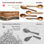 7 PCS Small Wooden Spoons, 5.8 Inch Honey Spoons for Tea, Hardwood Wooden Honey Teaspoon for Coffee, Little Tiny Wood Spoons, Bamboo Table Spoon for stirring, Wooden Spoons for Utensils Set