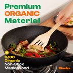 Riveira Premium Brown Bamboo Wooden Spoons for Cooking Set of 9 – Premium Brown Bamboo Wooden Cooking Utensils, Wooden Spatula, Wooden Spoon - Premium Quality Wooden Utensil Set for Non-Toxic Cooking