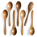 7 PCS Small Wooden Spoons, 5.8 Inch Honey Spoons for Tea, Hardwood Wooden Honey Teaspoon for Coffee, Little Tiny Wood Spoons, Bamboo Table Spoon for stirring, Wooden Spoons for Utensils Set