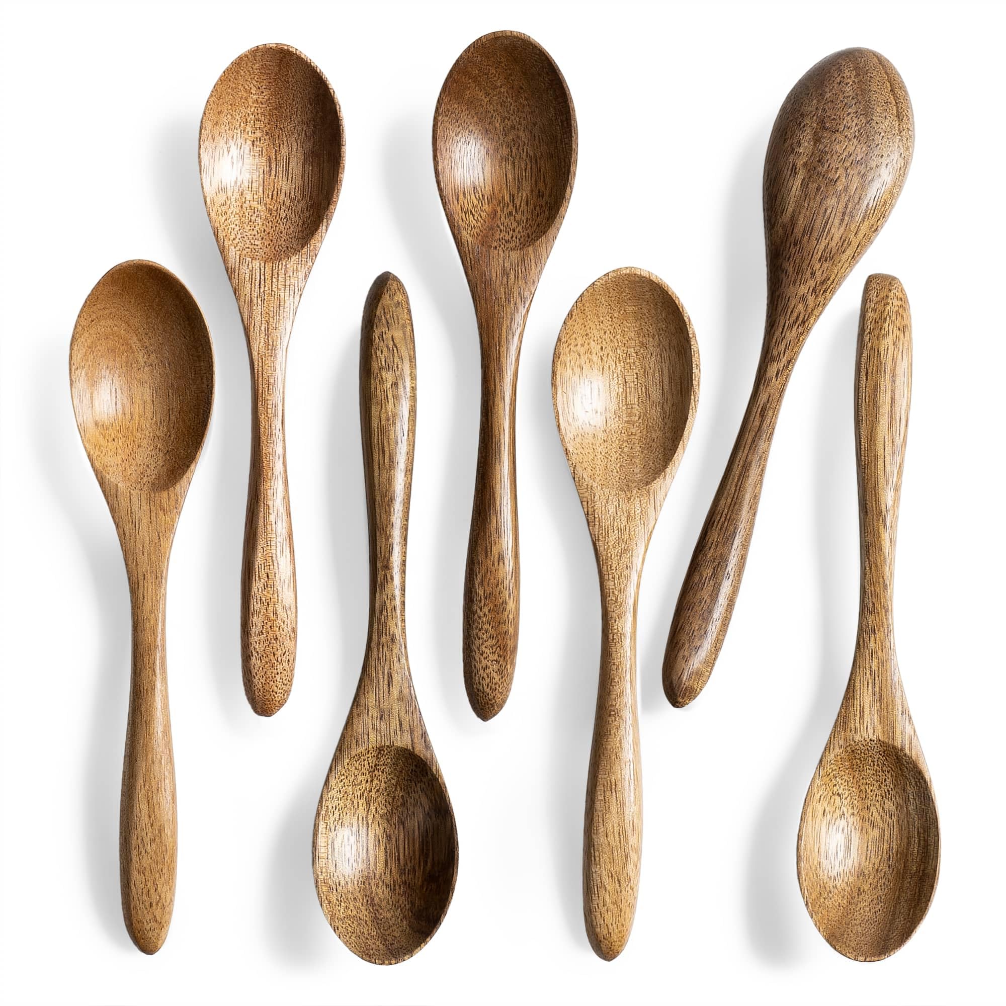 7 PCS Small Wooden Spoons, 5.8 Inch Honey Spoons for Tea, Hardwood Wooden Honey Teaspoon for Coffee, Little Tiny Wood Spoons, Bamboo Table Spoon for stirring, Wooden Spoons for Utensils Set