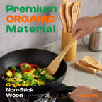 Riveira Premium Brown Bamboo Wooden Spoons for Cooking Set of 9 – Premium Brown Bamboo Wooden Cooking Utensils, Wooden Spatula, Wooden Spoon - Premium Quality Wooden Utensil Set for Non-Toxic Cooking