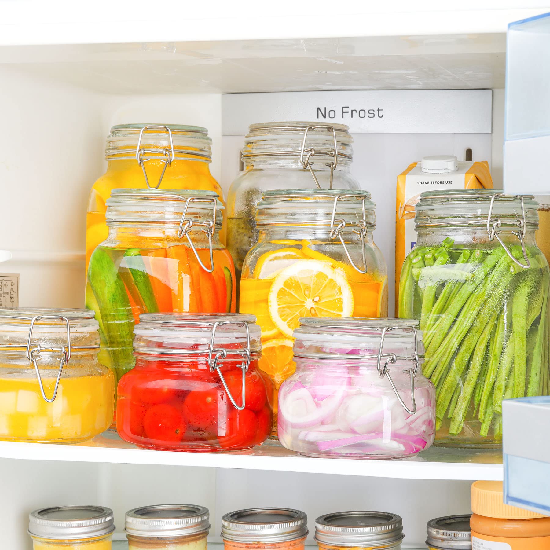 ComSaf Large Glass Jars with Lid 64 oz, Large Mason Jars Set of 3, Glass Canisters with Airtight Lids, Half Gallon Canning Jar with Seal Wire Clip Fastening for Kitchen, Pickle, Flour, Sugar, Cereal