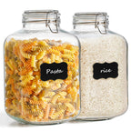 ComSaf Large Glass Jars with Lid 64 oz, Large Mason Jars Set of 3, Glass Canisters with Airtight Lids, Half Gallon Canning Jar with Seal Wire Clip Fastening for Kitchen, Pickle, Flour, Sugar, Cereal