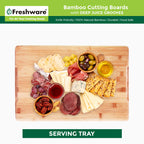Bamboo Cutting Boards for Kitchen [Set of 3] Wood Cutting Board for Chopping Meat, Vegetables, Fruits, Cheese, Knife Friendly Serving Tray with Handles