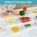 Vtopmart 8 Pack Glass Food Storage Containers with Airtight Lids, Glass Meal Prep Containers, Lunch Office Meal for Microwave, Oven, Freezer and Dishwasher, BPA Free