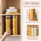 ComSaf 1 Qt Glass Storage Containers with Lids, Glass Jars with Lids, Clear Food Storage Jar, Round Canister Set of 6, Pantry Organizers for Cookie Pasta Flour Rice Tea Coffee Bean