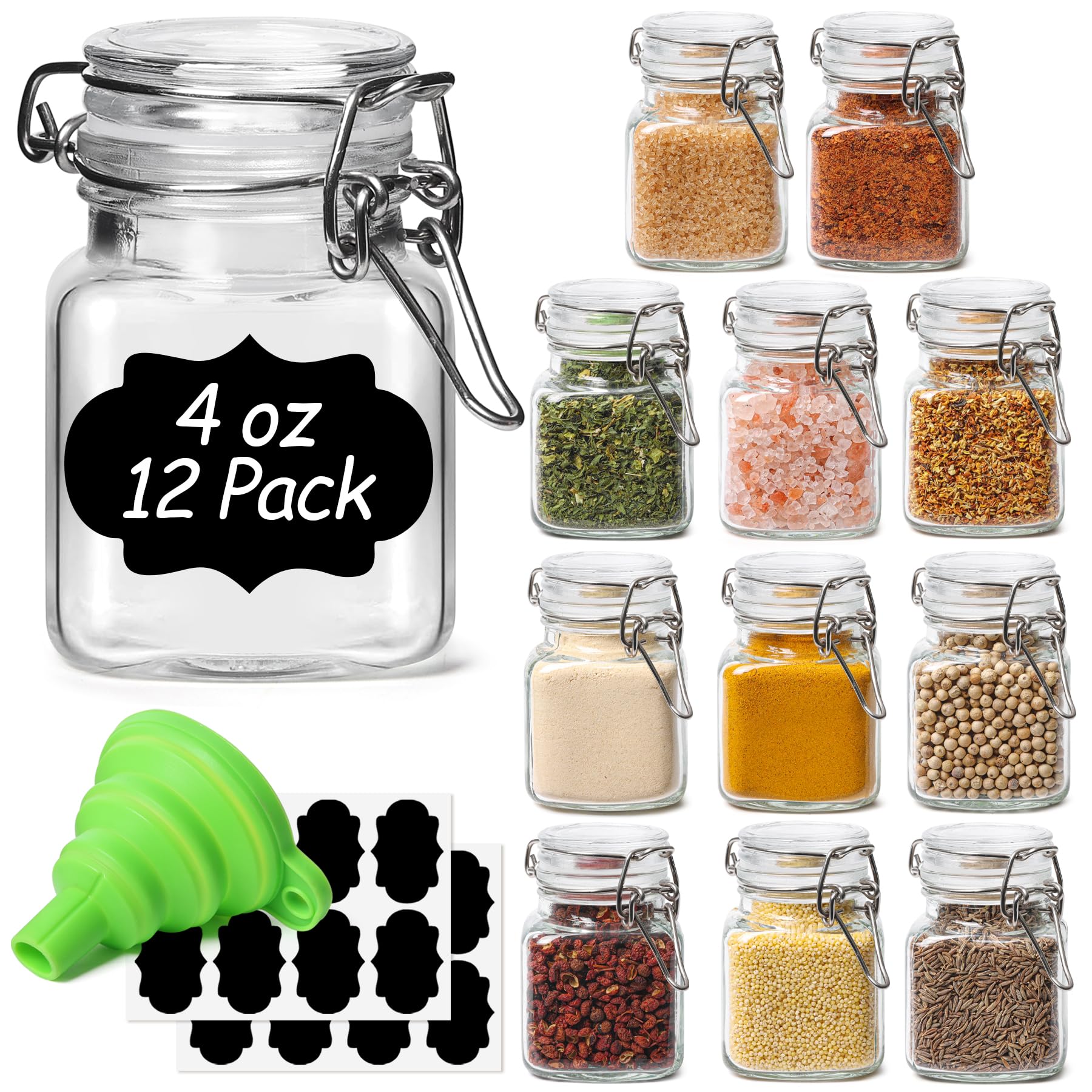 ComSaf Airtight Glass Jars with Lids 17oz Small Food Storage Container Set of 6 - Airtight Canister with Clear Preserving Seal Wire Clip Fastening for Kitchen Canning Pickling Mason jars