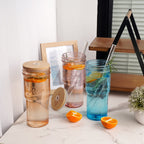 ANOTION Glass Cups with Lids and Straws - 40 Oz Tumbler with Handle and Straw Glass Water Bottles Drinking Glasses with Straws Iced Coffee Cups Travel Coffee Mug Smoothie Tumbler
