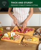 ROYAL CRAFT WOOD Wooden Cutting Boards for Kitchen Meal Prep & Serving - Bamboo Wood Serving Board Set - Charcuterie & Chopping Butcher Block for Meat