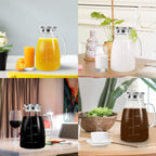 1 Gallon 128oz Glass Pitcher, Water Pitcher with Lid and Spout, Glass Carafe for Hot/Cold Drink, Water Jug for Iced Tea, Coffee, Juice, Milk, Beverage (Extra-Wide Mouth)