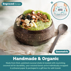 Jungle Culture 2 Polished Coconut Bowl and Wooden Spoons Set with Bamboo Straws • Natural Coconut Smoothie Bowls • Healthy Choice Coco Shell Acai & Buddha Bowls • Eco Friendly Vegan Gifts