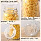 ComSaf Large Glass Jars with Lid 64 oz, Large Mason Jars Set of 3, Glass Canisters with Airtight Lids, Half Gallon Canning Jar with Seal Wire Clip Fastening for Kitchen, Pickle, Flour, Sugar, Cereal