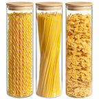 ComSaf 1 Qt Glass Storage Containers with Lids, Glass Jars with Lids, Clear Food Storage Jar, Round Canister Set of 6, Pantry Organizers for Cookie Pasta Flour Rice Tea Coffee Bean