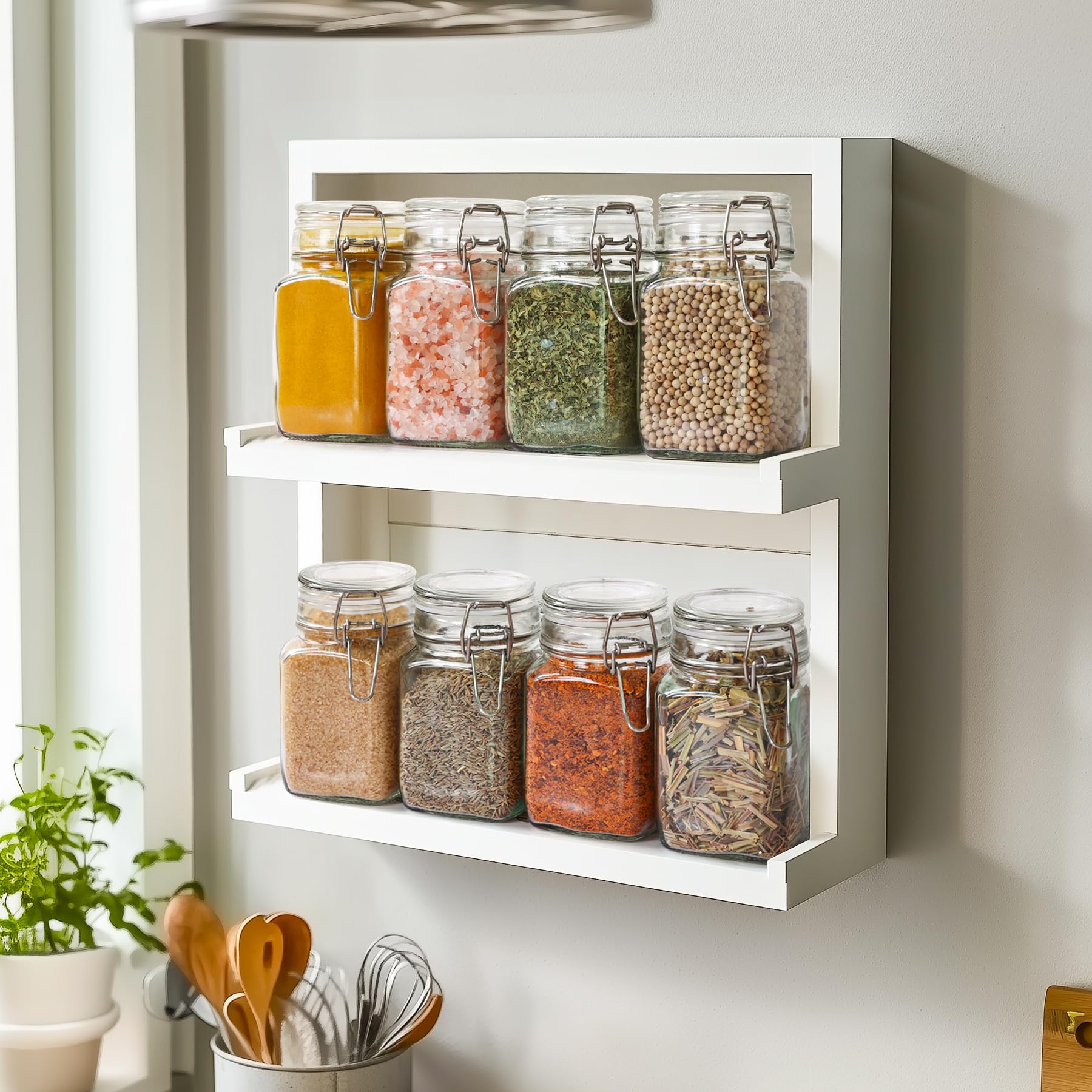 ComSaf Airtight Glass Jars with Lids 17oz Small Food Storage Container Set of 6 - Airtight Canister with Clear Preserving Seal Wire Clip Fastening for Kitchen Canning Pickling Mason jars