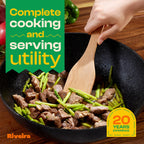 Riveira Premium Brown Bamboo Wooden Spoons for Cooking Set of 9 – Premium Brown Bamboo Wooden Cooking Utensils, Wooden Spatula, Wooden Spoon - Premium Quality Wooden Utensil Set for Non-Toxic Cooking